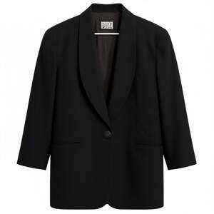 Vintage 100% Wool Black Blazer With Large Button Academia Classic Business